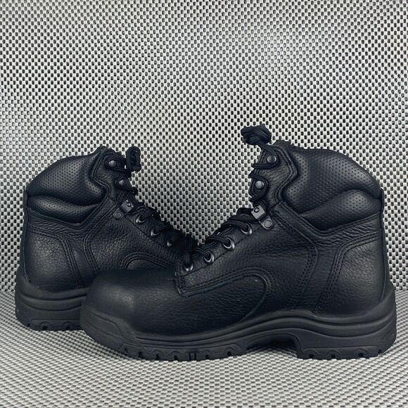 Timberland Pro Boots Womens 7.5 M Black Leather Composite Safety Toe Lace Up - Picture 4 of 11